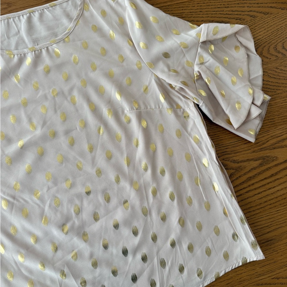 Women’s Cream Blouse with Gold Foil Dot Detail - Picture 4 of 5